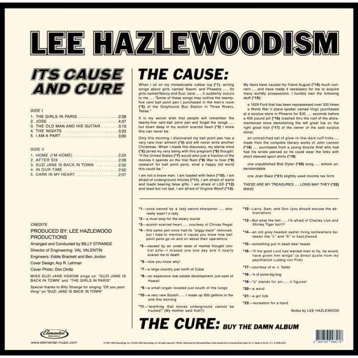 LEE HAZLEWOOD - LEE HAZLEWOODISM - ITS CAUSE & CURE (LIMITED EDITION)