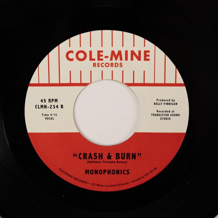 MONOPHONICS & KELLY FINNIGAN - WARPAINT / CRASH & BURN (NATURAL WITH BLACK SWIRL 7INCH)
