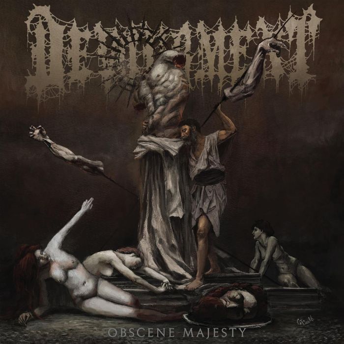 DEVOURMENT - OBSCENE MAJESTY (GOLD, BROWN & WHITE MERGE WITH RED, OXBLOOD & WH