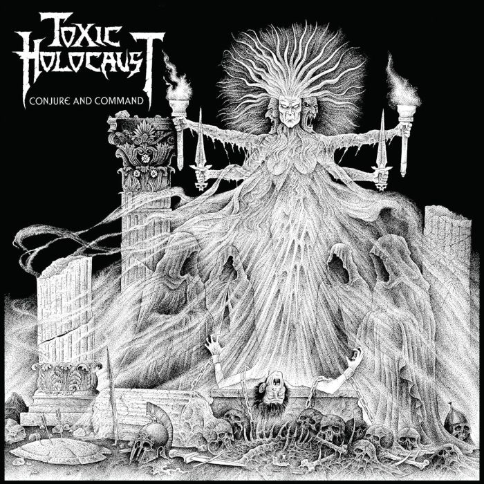 TOXIC HOLOCAUST - CONJURE & COMMAND (MILKY CLEAR WITH BLACK, WHITE & GREY SPLATTER