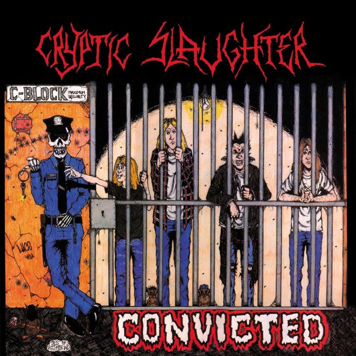 CRYPTIC SLAUGHTER - CONVICTED (BLACK ICE W/RED, WHITE & CYAN BLUE SPLATTER)