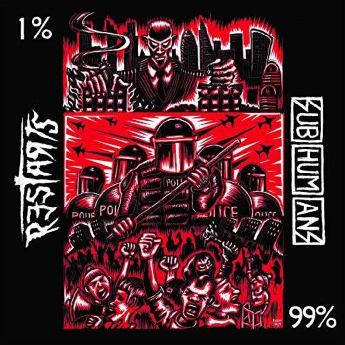 SUBHUMANS; THE RESTARTS - SPLIT (WHITE 7INCH/DL CARD)