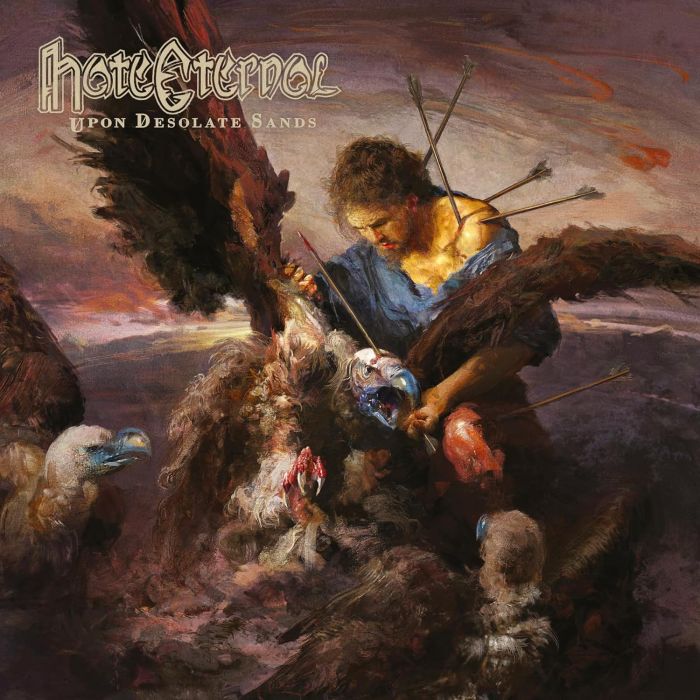 HATE ETERNAL - UPON DESOLATE SANDS (TRANSPARENT BLUE WITH RED SPLATTERS VINYL)