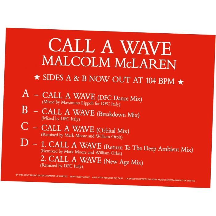 MCLAREN,MALCOLM & THE BOOTZILLA ORCHESTRA - CALL A WAVE REMIXES