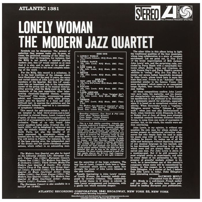 MODERN JAZZ QUARTET - LONELY WOMAN (180G)