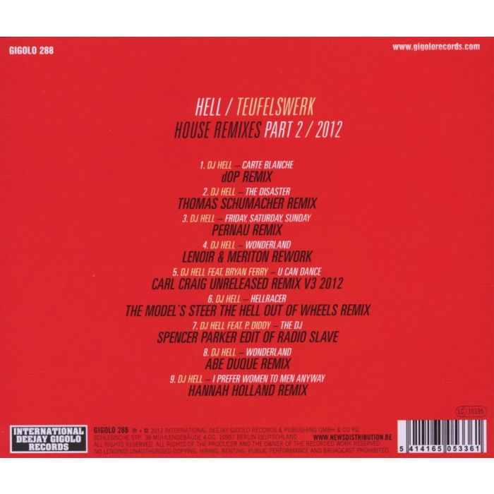 DJ HELL - TEUFELSWERK HOUSE REMIXES PT.2