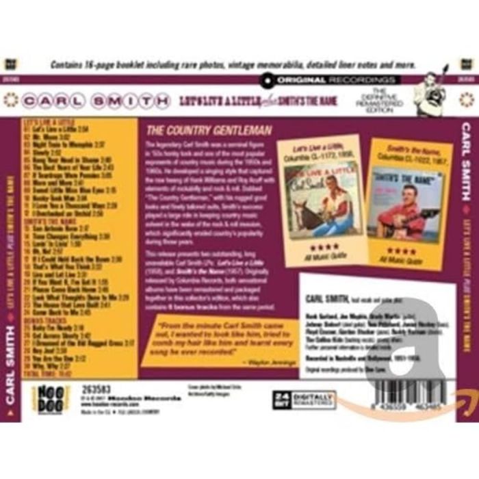 CARL SMITH - LET'S LIVE A LITTLE / SMITH'S THE NAME (6 BONUS TRACKS) (24BIT RE