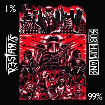 SUBHUMANS; THE RESTARTS - SPLIT (WHITE 7INCH/DL CARD)
