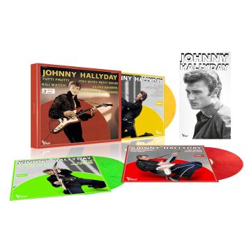 JOHNNY HALLYDAY - COFFRET VOGUE - MADE IN BELGIUM (GREEN/YELLOW/RED MARBLE VINYL/PO